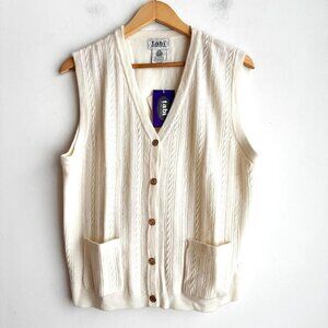 Vintage Tabi Deadstock Brand new 100% Wool Ivory knit Vest L